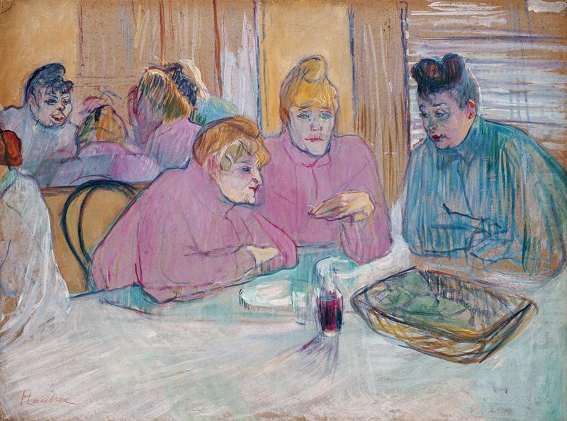 Henri  Toulouse-Lautrec The ladies in the brothel dining-room china oil painting image